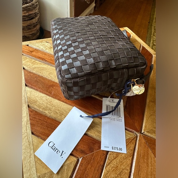 Clare V. Midi Sac - Nappa & Suede Woven Checker Mahagony NWT $375 - Picture 9 of 14